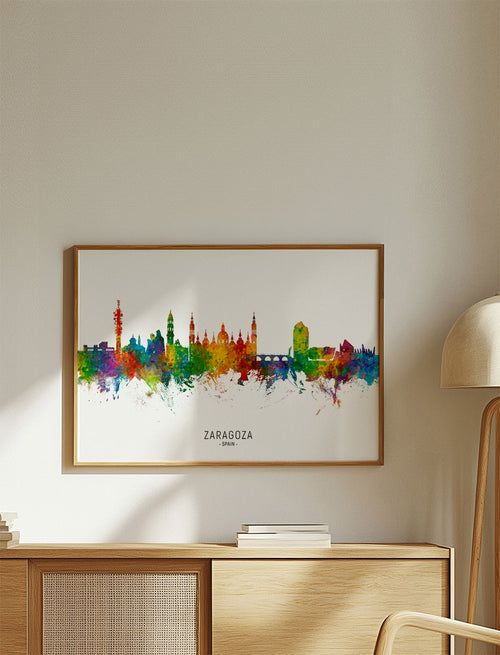 Stadsafbeelding Zaragoza kleurrijke skyline