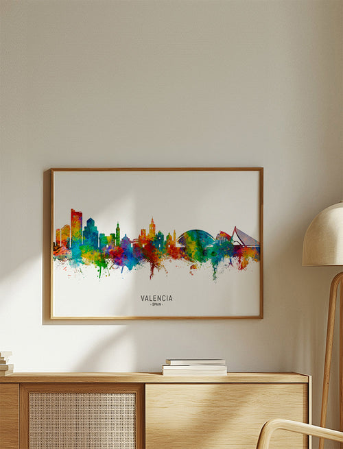 Reisposter Valencia skyline aquarel