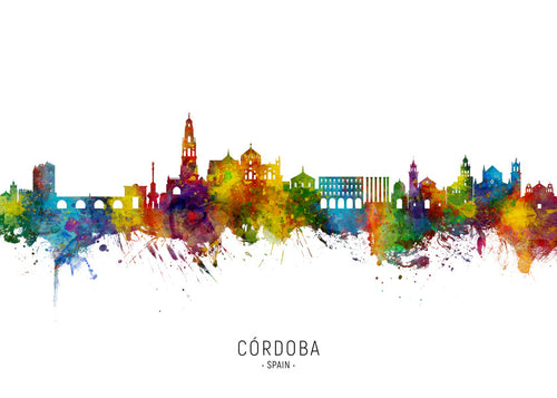 Keuken kunst Córdoba skyline aquarel multicolor