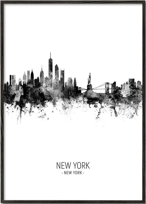 Keuken kunst: New York skyline inktwerk