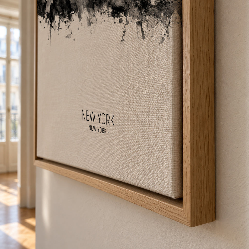 New York Skyline en blanco y negro - Framed canvas detail