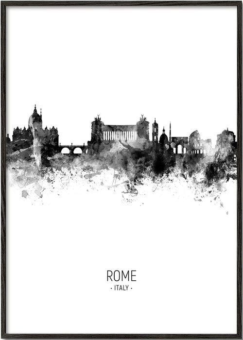 Reisposter Rome skyline inktwas