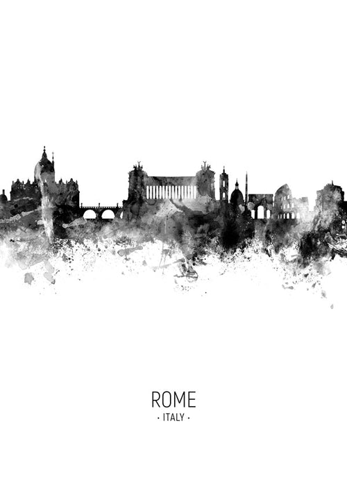 Reisposter Rome skyline inktwas