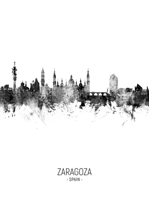 Reisposter Zaragoza skyline zwart-wit