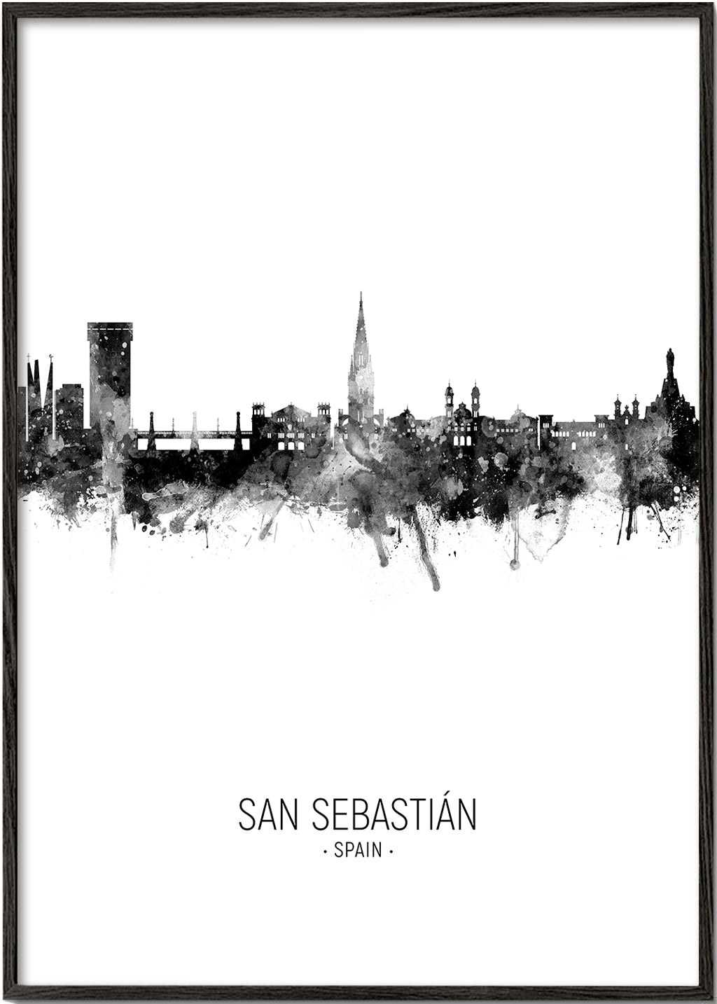 San Sebastián Skyline en blanco y negro