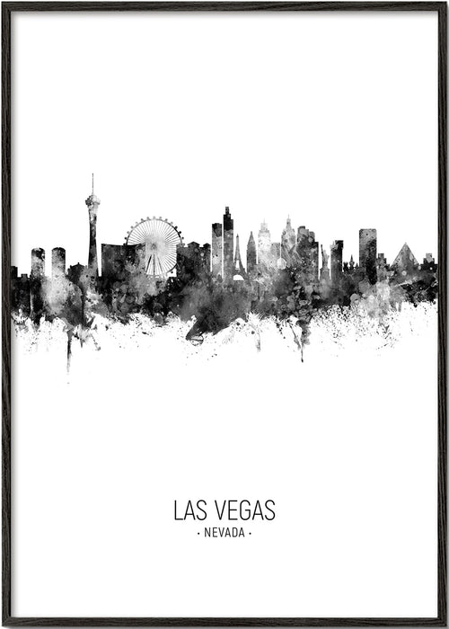 Reisposter Las Vegas monochrome skyline