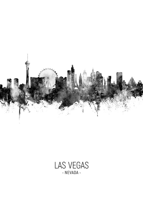 Reisposter Las Vegas monochrome skyline