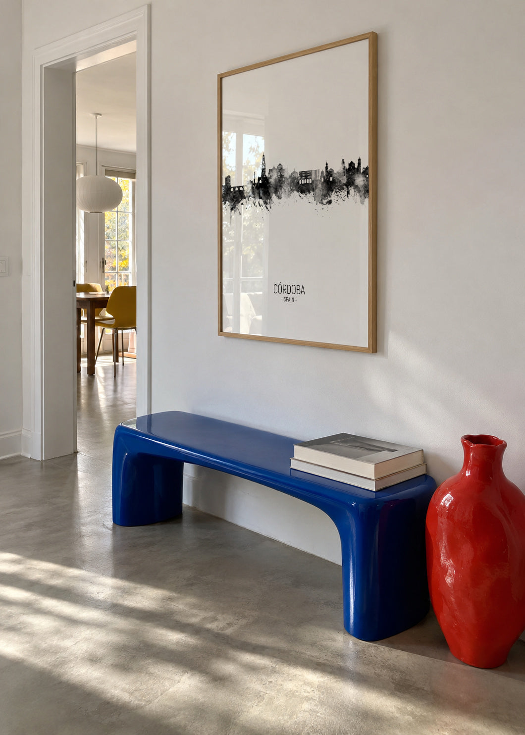 Córdoba Skyline en blanco y negro - Framed poster in an interior