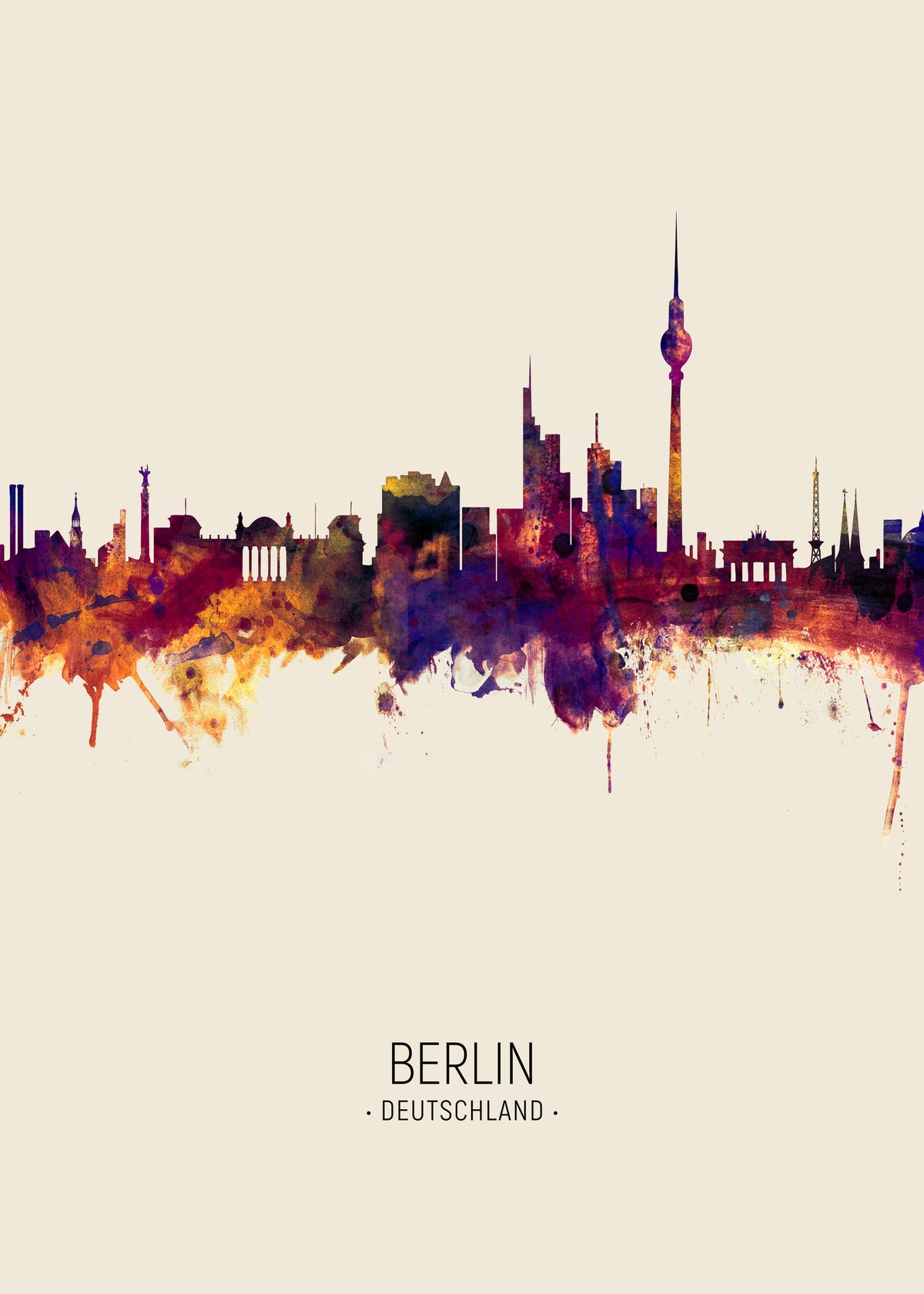 Berlin Skyline en beige - Unframed art print
