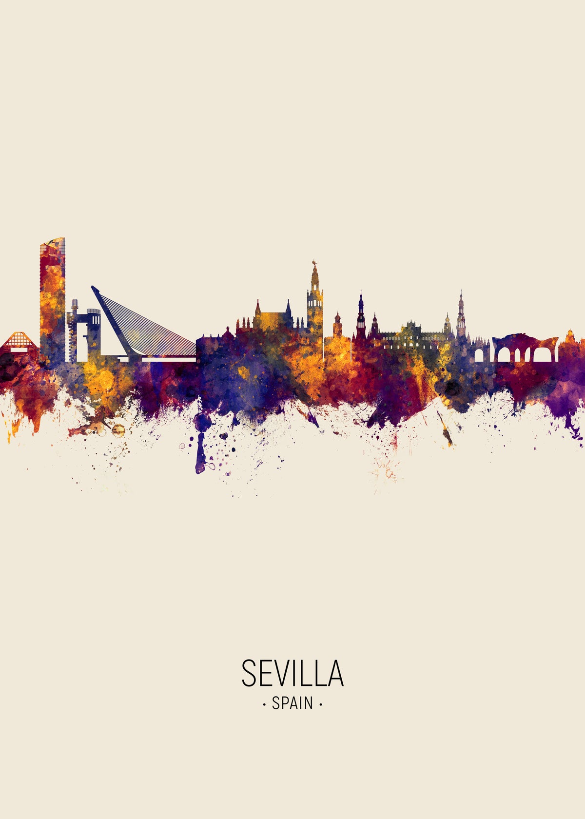 Sevilla Skyline en beige - Unframed art print