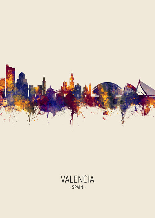 Keuken kunst Valencia aquarel skyline