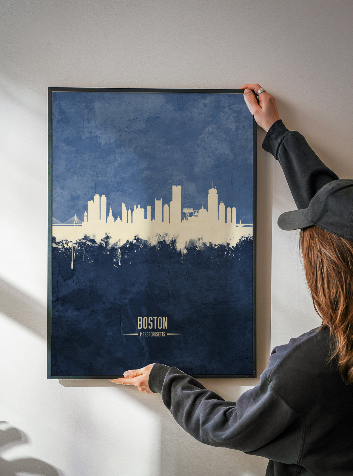 Boston Skyline Azul - Framed poster detail