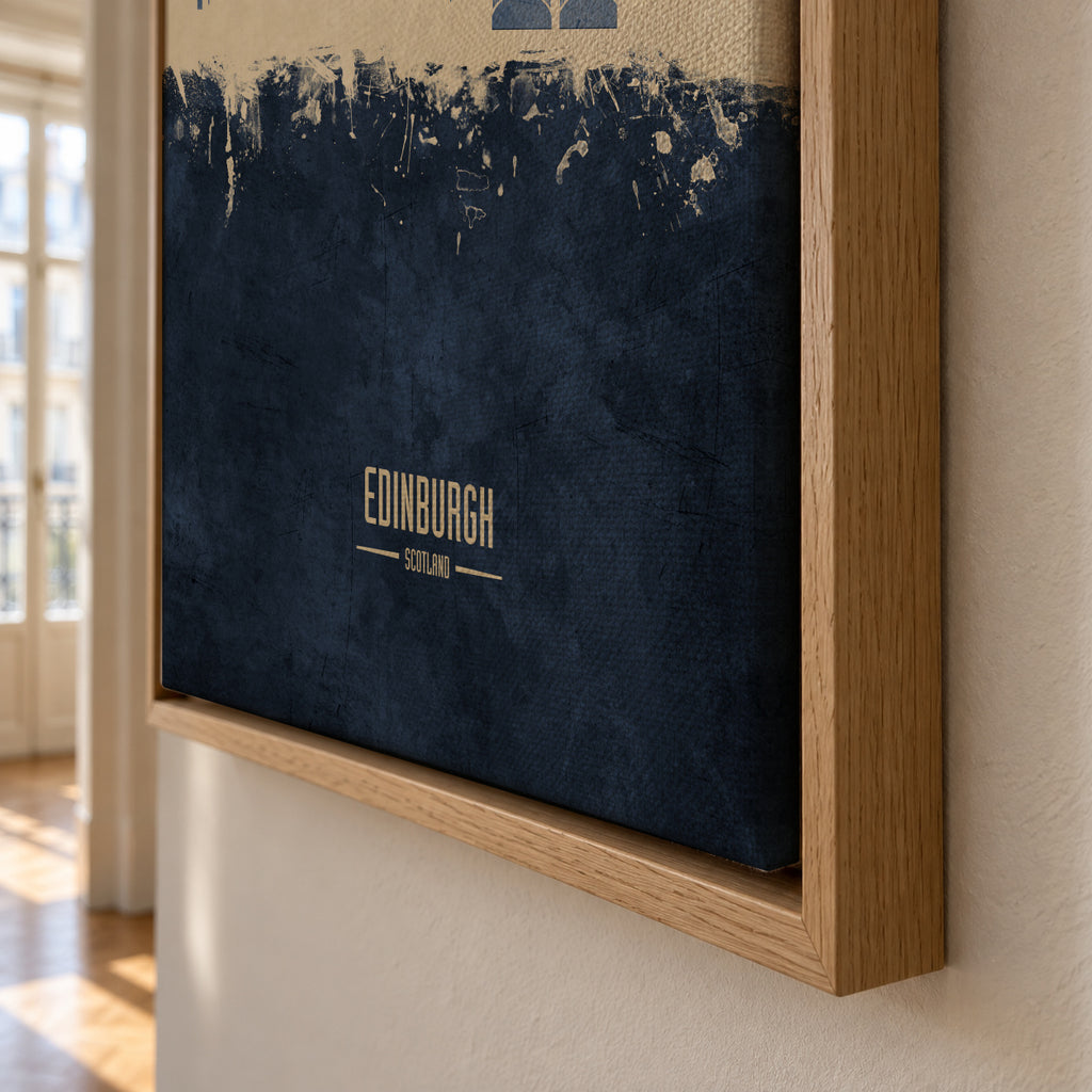 Edinburgh Skyline Azul - Framed canvas detail