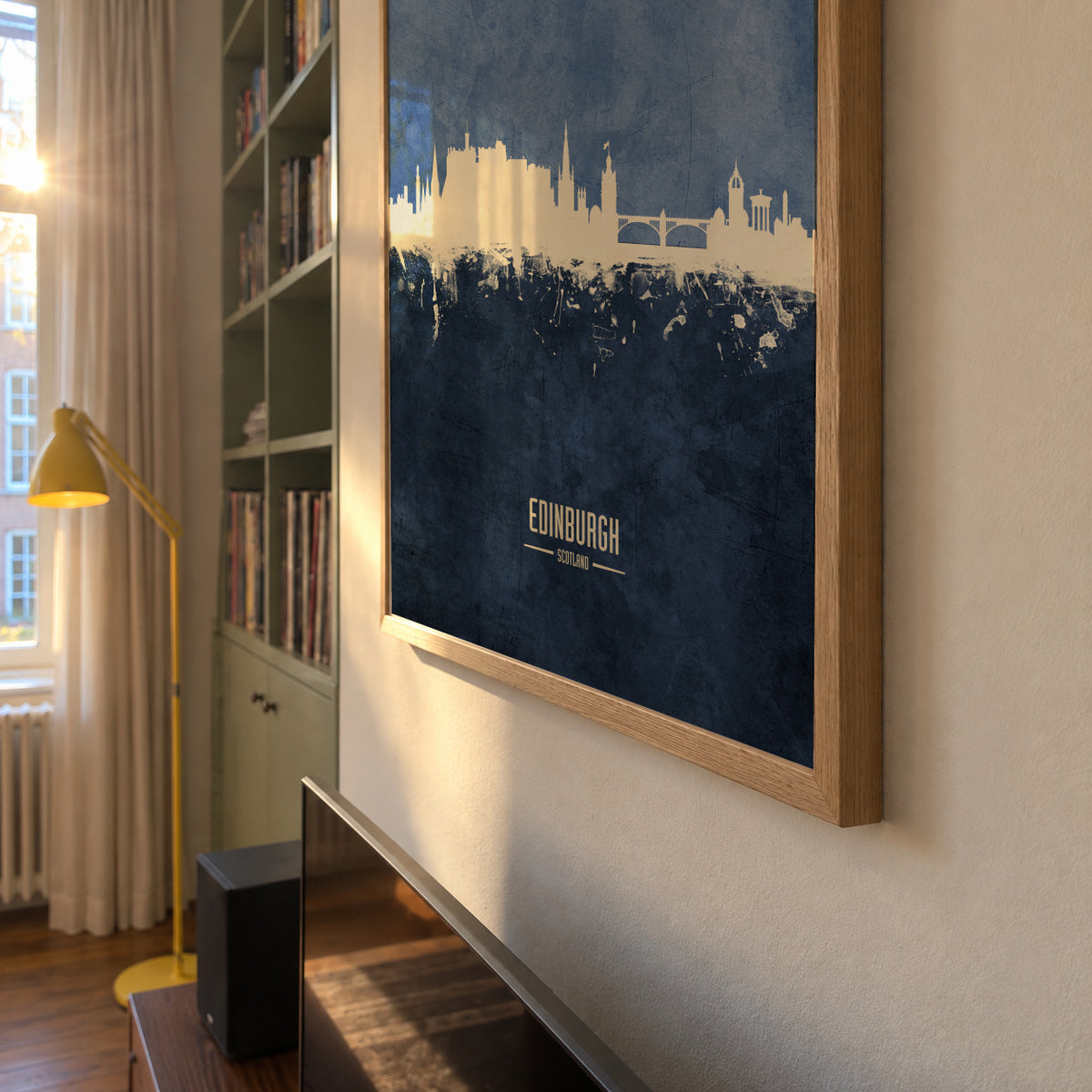 Edinburgh Skyline Azul - Framed poster detail