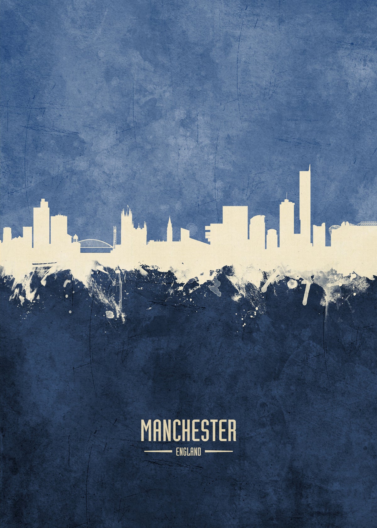 Manchester Skyline Azul - Unframed art print