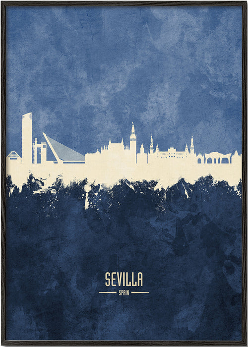 Reisposter: Sevilla skyline in blauw