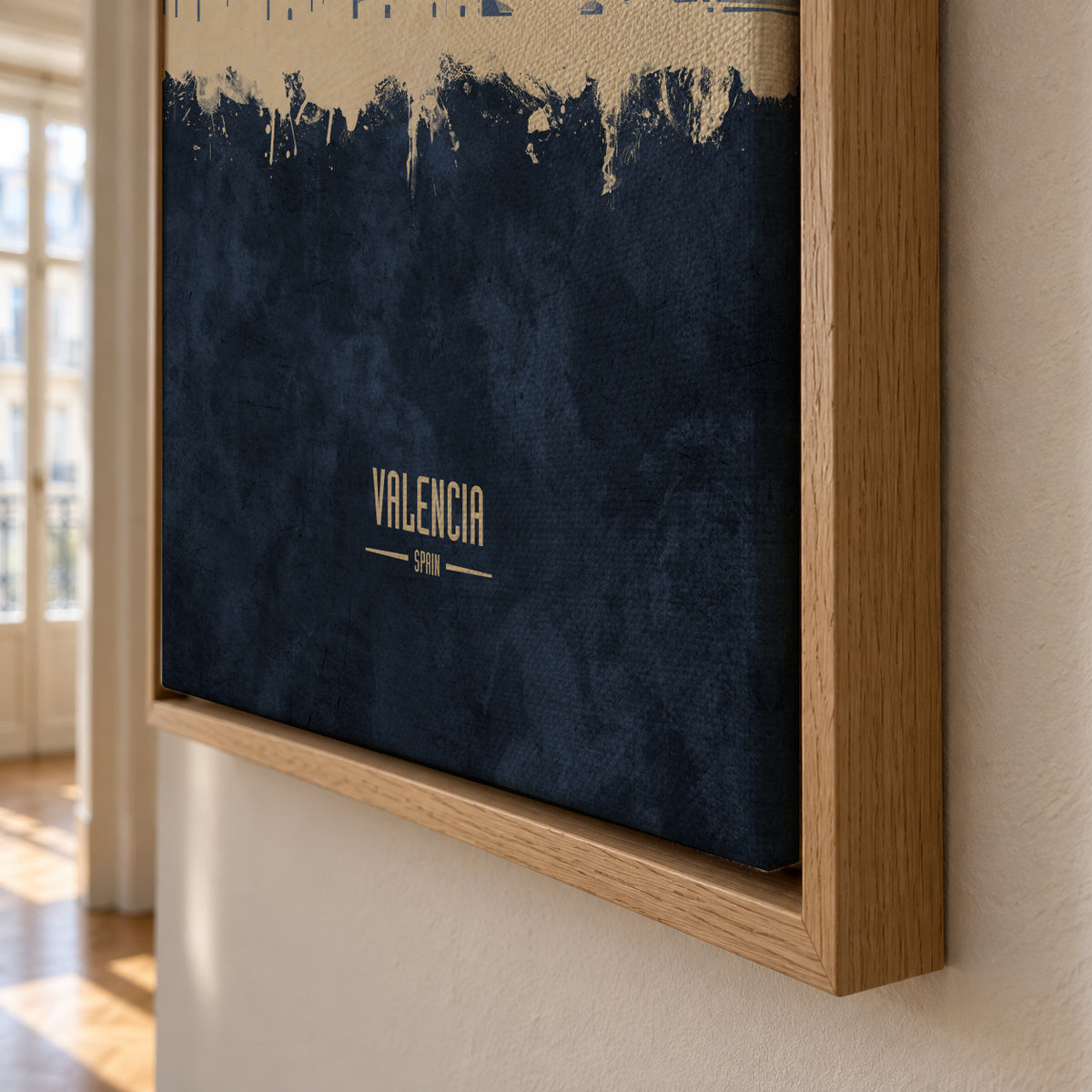 Valencia Skyline Azul - Framed canvas detail