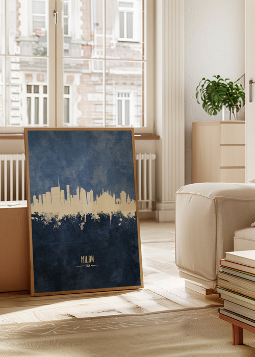 Reisposter Milaan in blauw