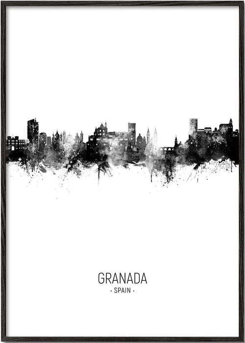 Keuken kunst Granada skyline inktillustratie
