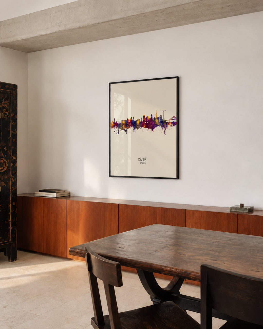 Cádiz Skyline - Framed poster in an interior