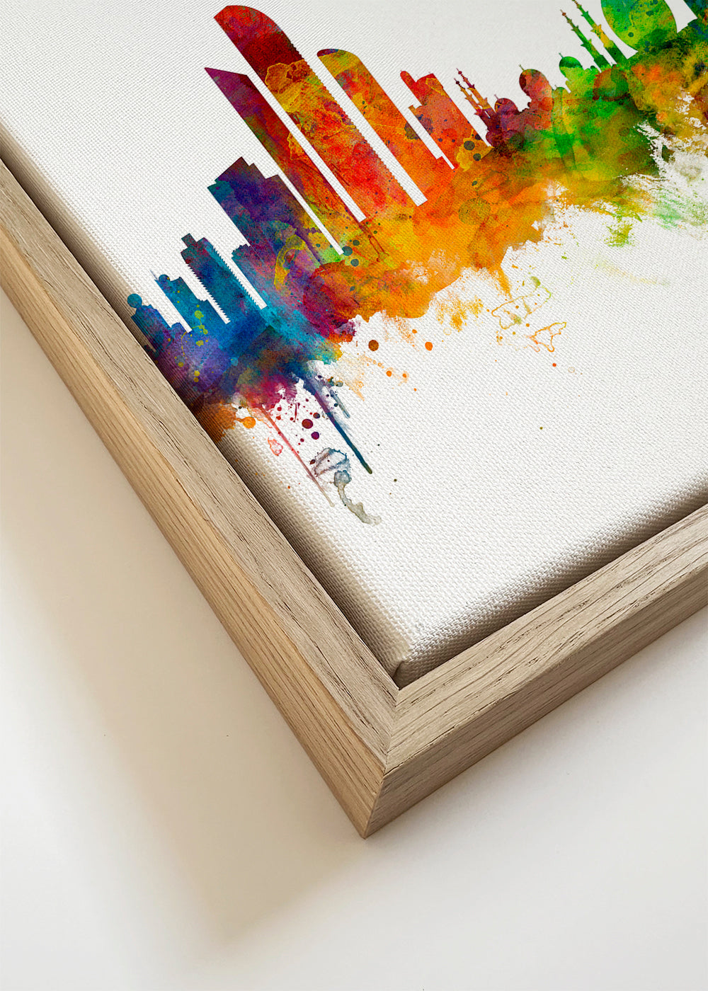 Stadskunst Abu Dhabi skyline aquarel
