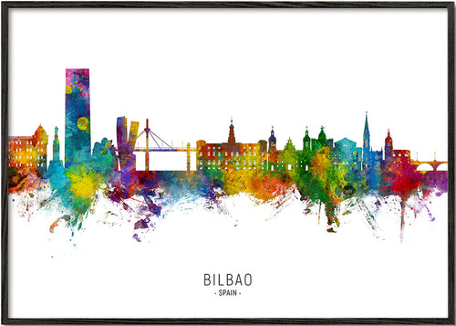 Stadsposter Bilbao skyline aquarel