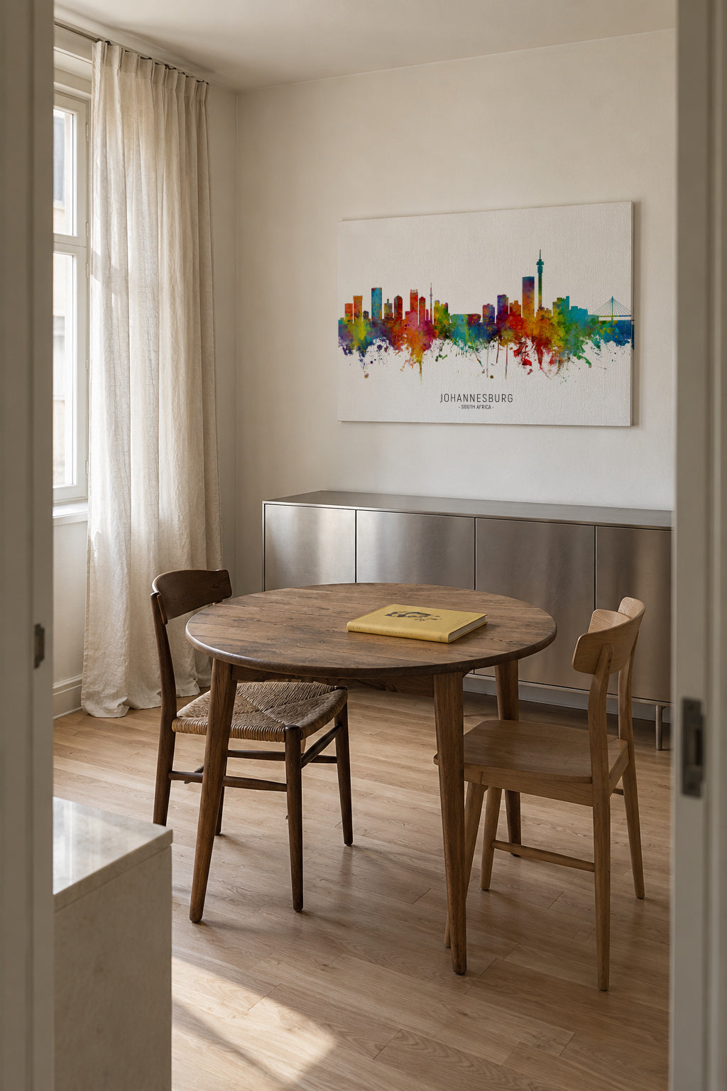 Johannesburg Skyline multicolor - Unframed canvas in an interior
