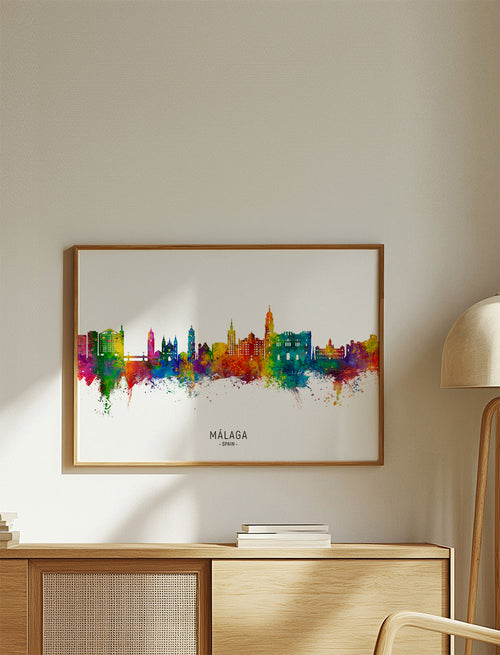 Stadsafbeelding Málaga aquarel skyline