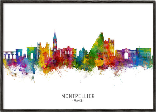 Montpellier aquarel stads-skyline