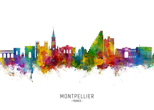 Montpellier aquarel stads-skyline