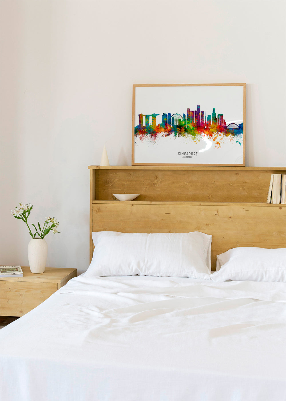 Reisposter: Singapore skyline aquarel