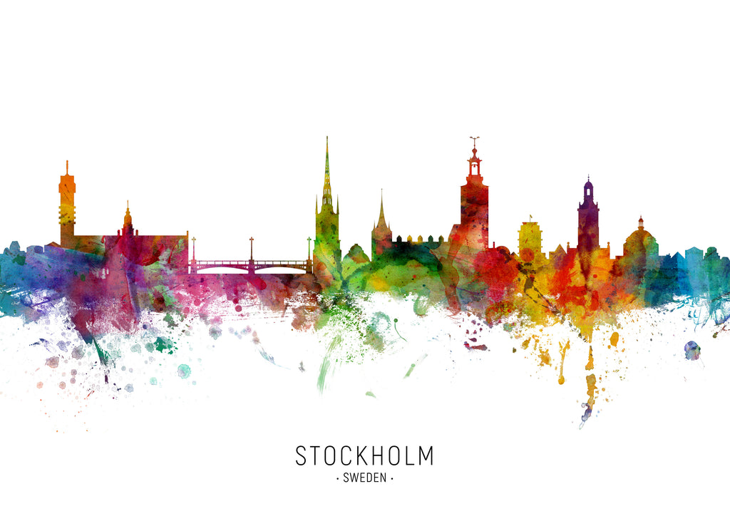 Stockholm Skyline multicolor - Unframed art print