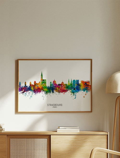 Stadsposter Strasbourg kleurrijke skyline