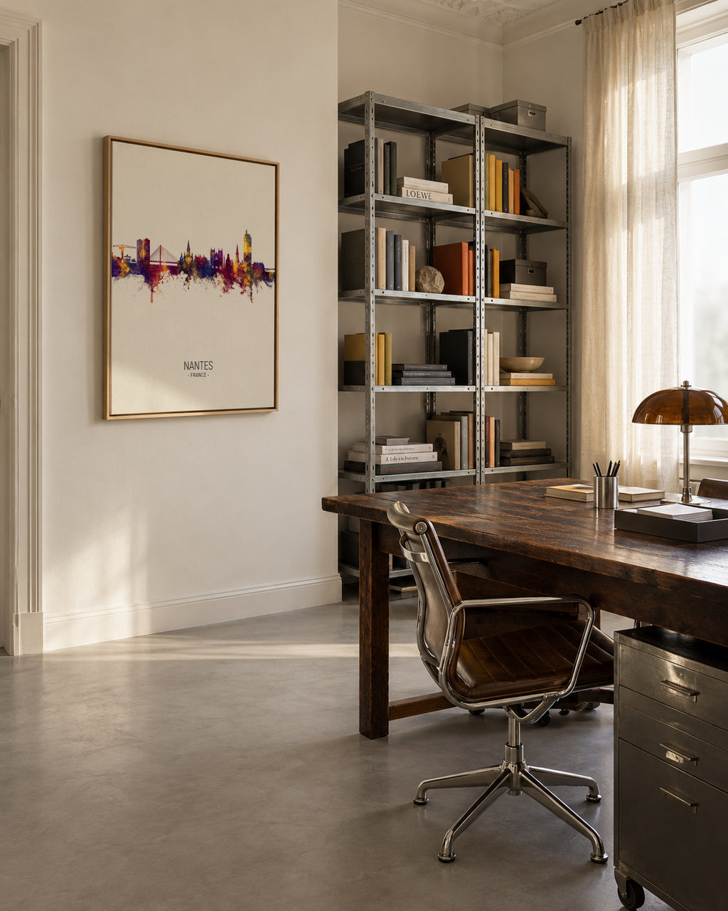 Nantes Skyline beige - Framed canvas in an interior