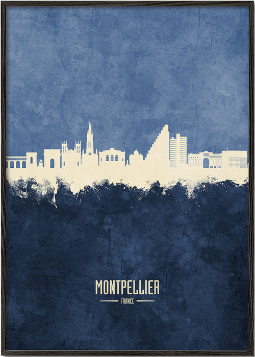 Reisposter: Montpellier skyline in blauw