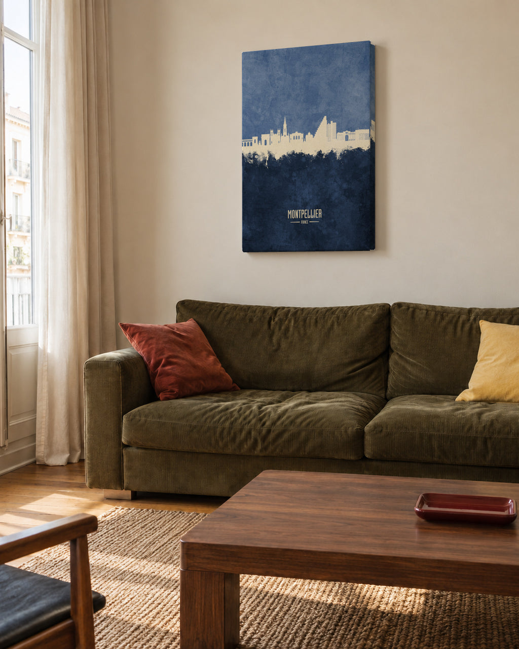 Montpellier Skyline azul - Unframed canvas in an interior