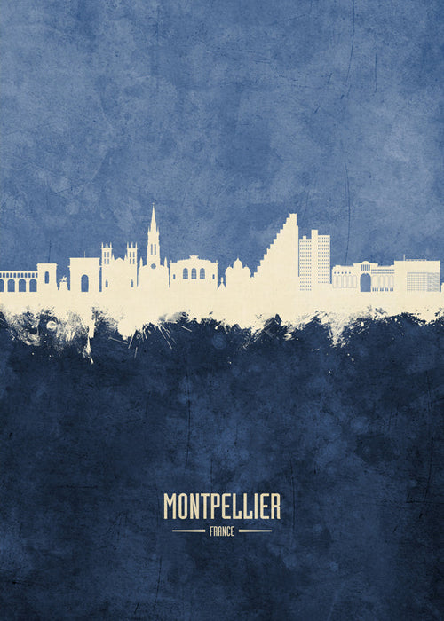 Reisposter: Montpellier skyline in blauw