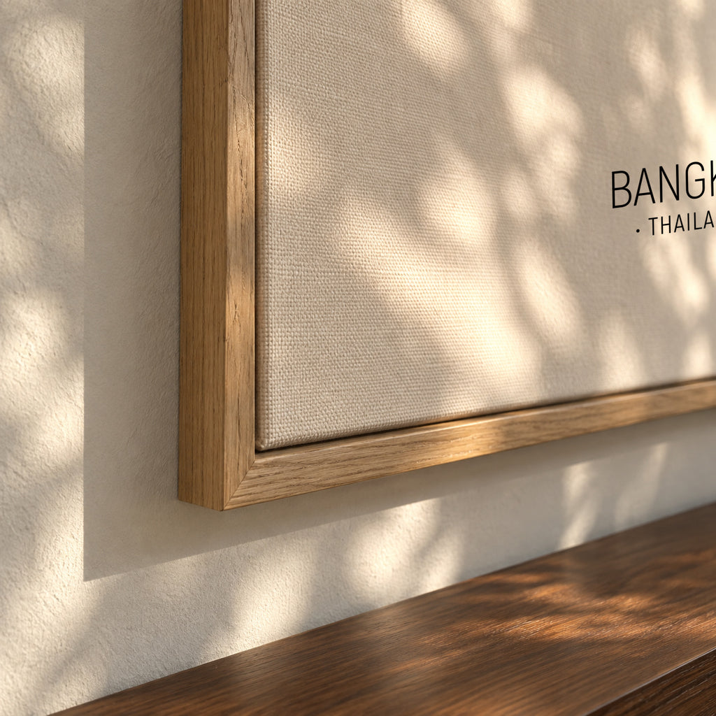 Bangkok Skyline blanco y negro - Framed canvas detail