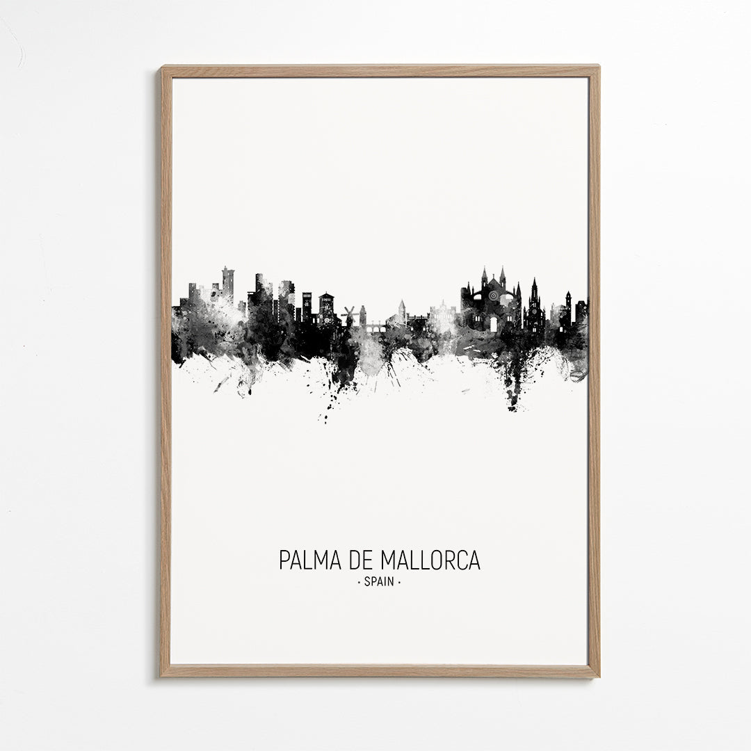 Palma de Mallorca Skyline blanco y negro