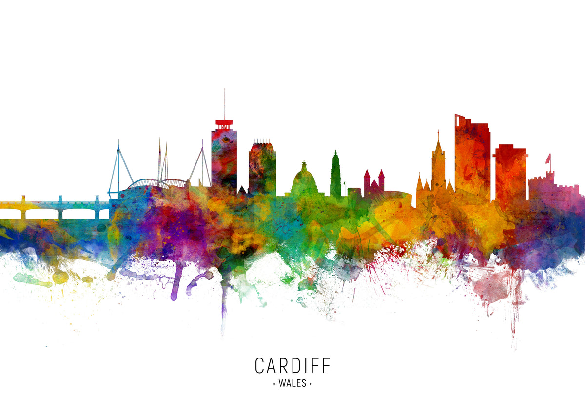 Cardiff Skyline multicolor - Unframed art print