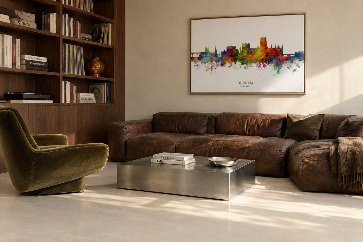 Durham Skyline multicolor - Framed canvas in an interior