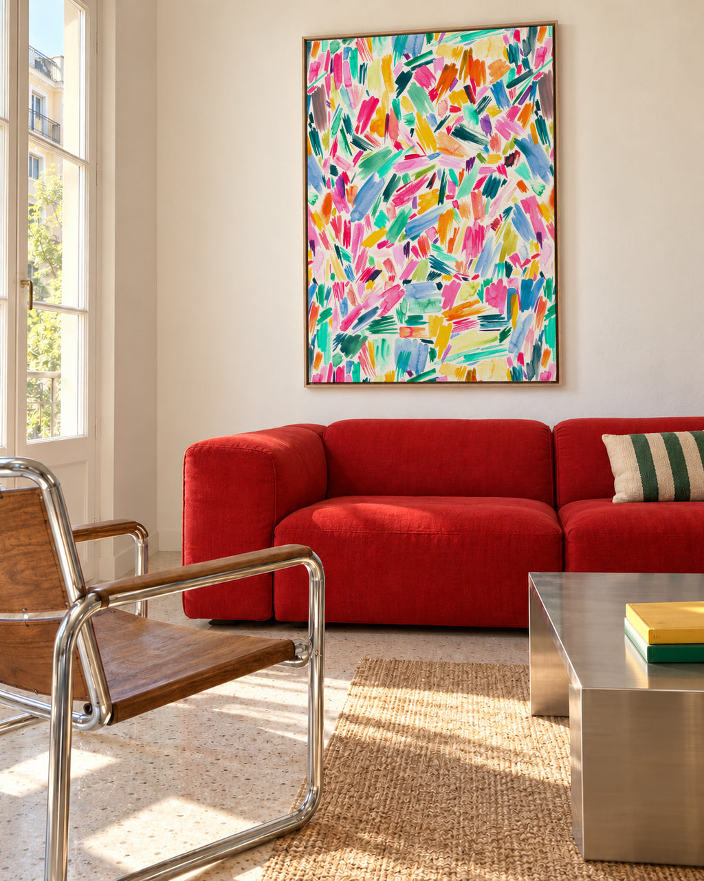 Simple Pleasure Pink Dreaming Gaudi - Framed canvas in an interior