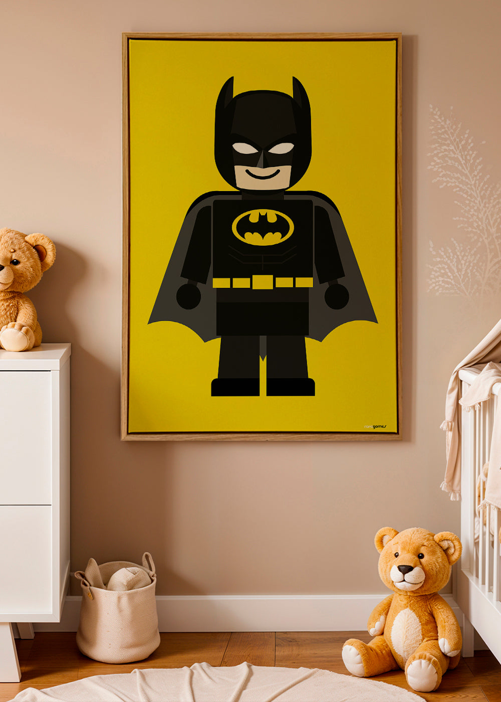 Kinderprint Batman-speelgoed op gele achtergrond
