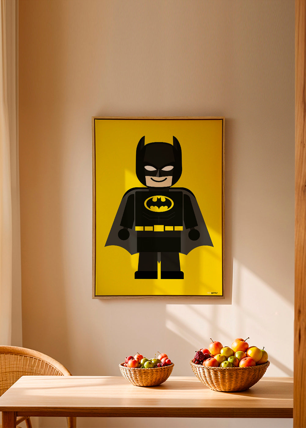 Kinderprint Batman-speelgoed op gele achtergrond