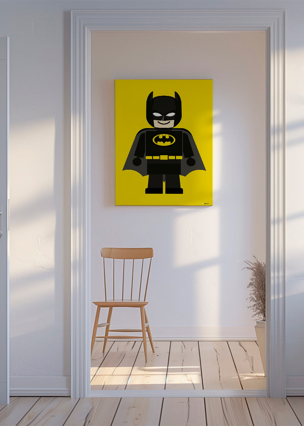 Kinderprint Batman-speelgoed op gele achtergrond