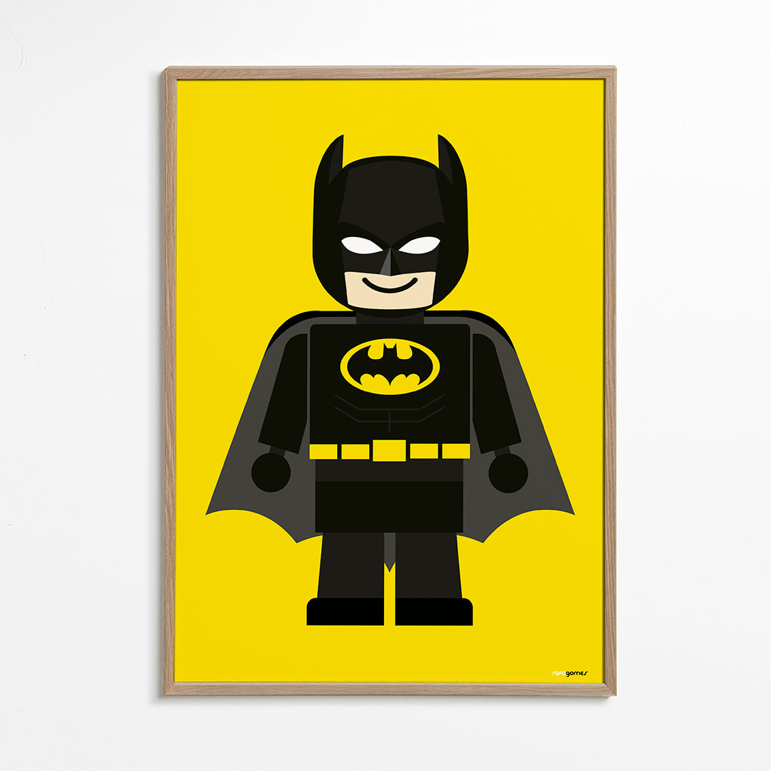 Kinderprint Batman-speelgoed op gele achtergrond