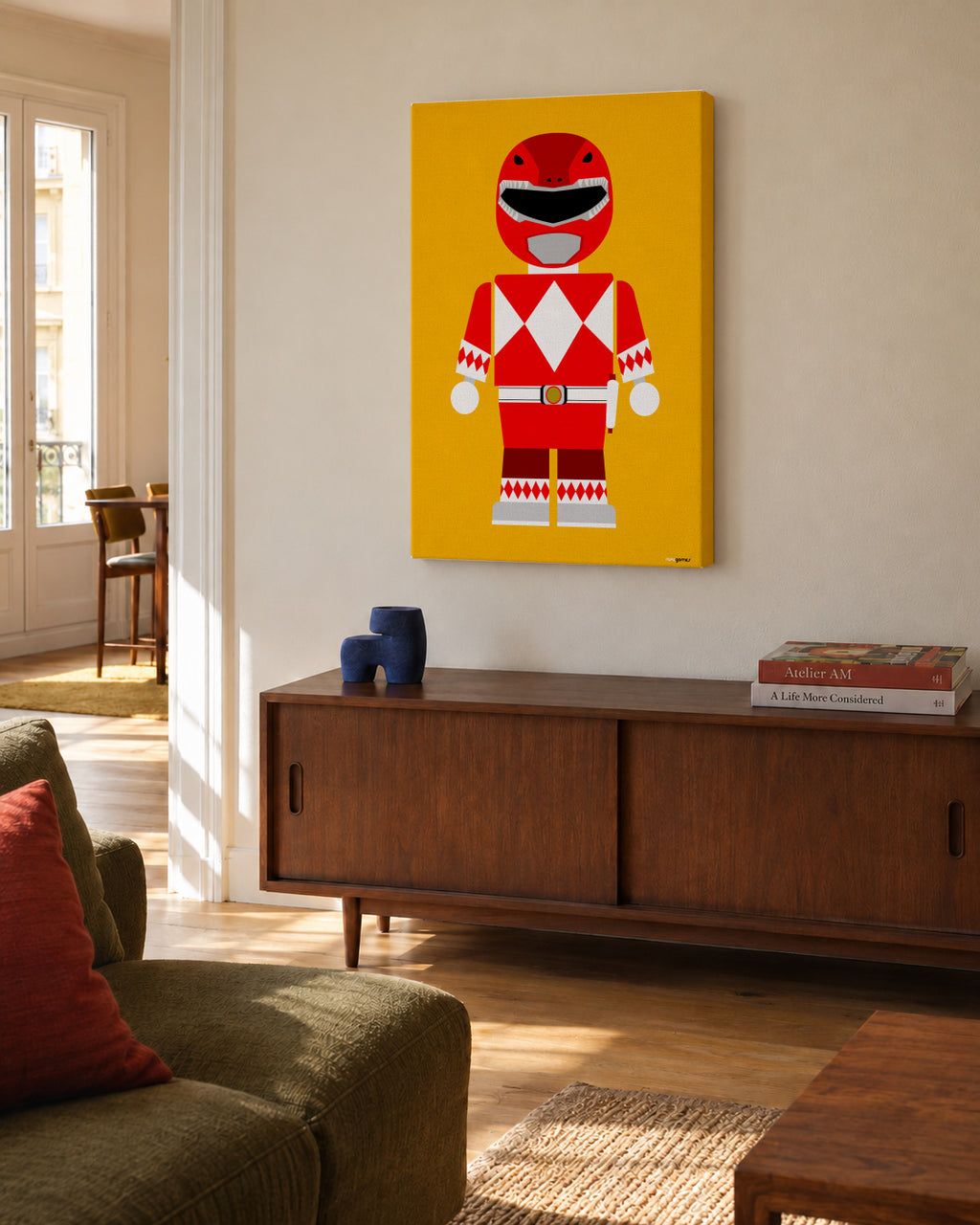 Toy Power Ranger Red - Unframed canvas in an interior