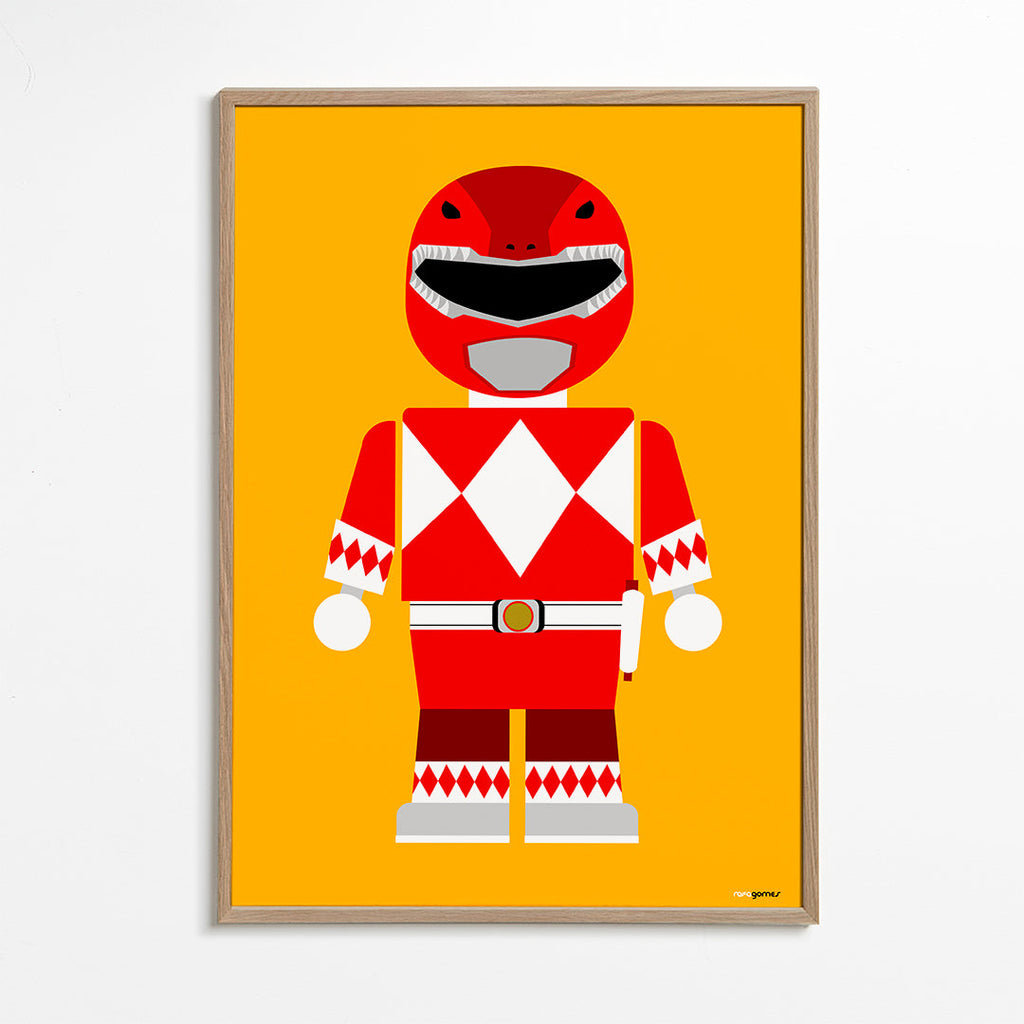 Kinderposter Rode Power Ranger speelgoed