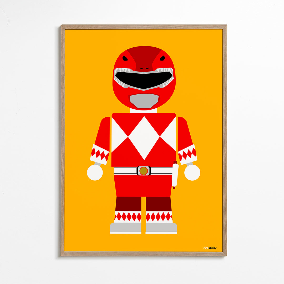 Kinderposter Rode Power Ranger speelgoed