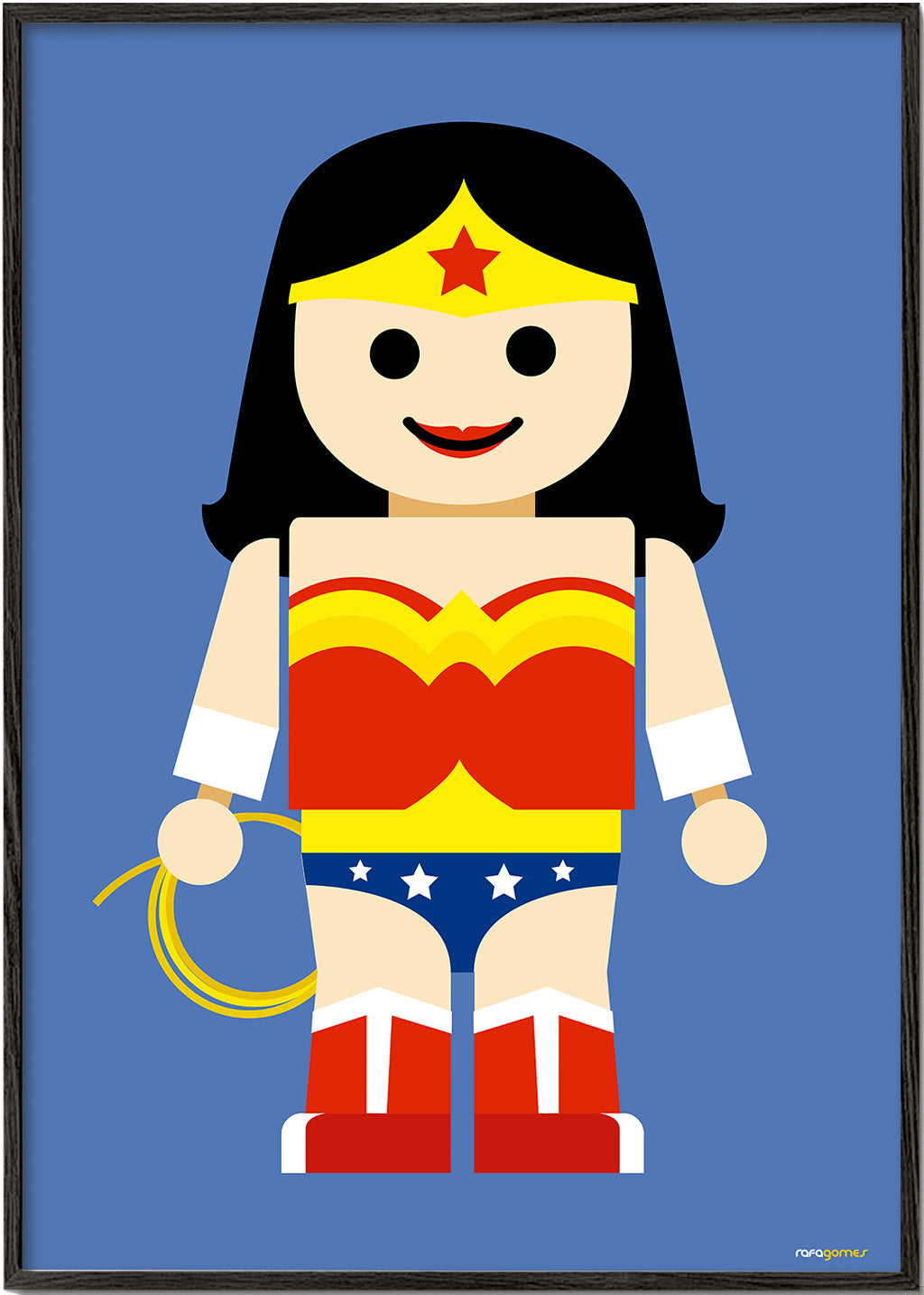 Speelgoed Wonder Woman illustratie op blauwe achtergrond